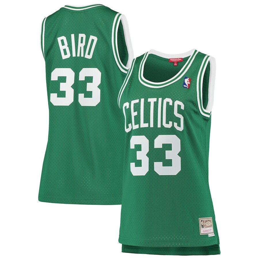 Women's Boston Celtics Larry Bird #33 Kelly Green Mitchell & Ness Hardwood Classics 1985-86 Swingman Jersey 2401KEYV
